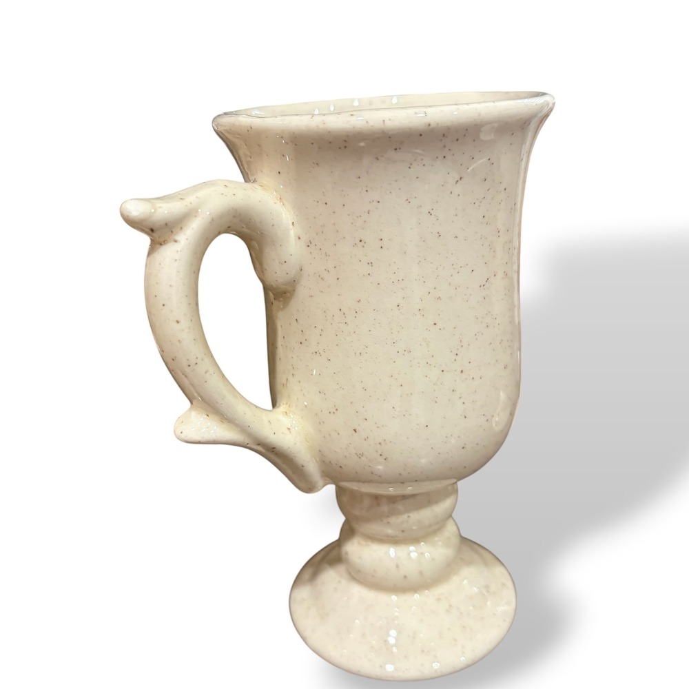 Vintage McCoy Speckled Stoneware Fruit Harvest Footed Pedestal Mugs Set of 6 - Picture 9 of 13